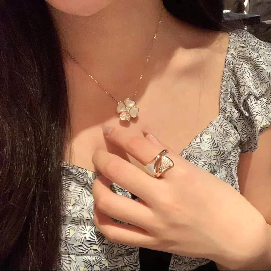 [ECHO ]CLOVER MOP DIAMOND ROSE GOLD NECKLACE