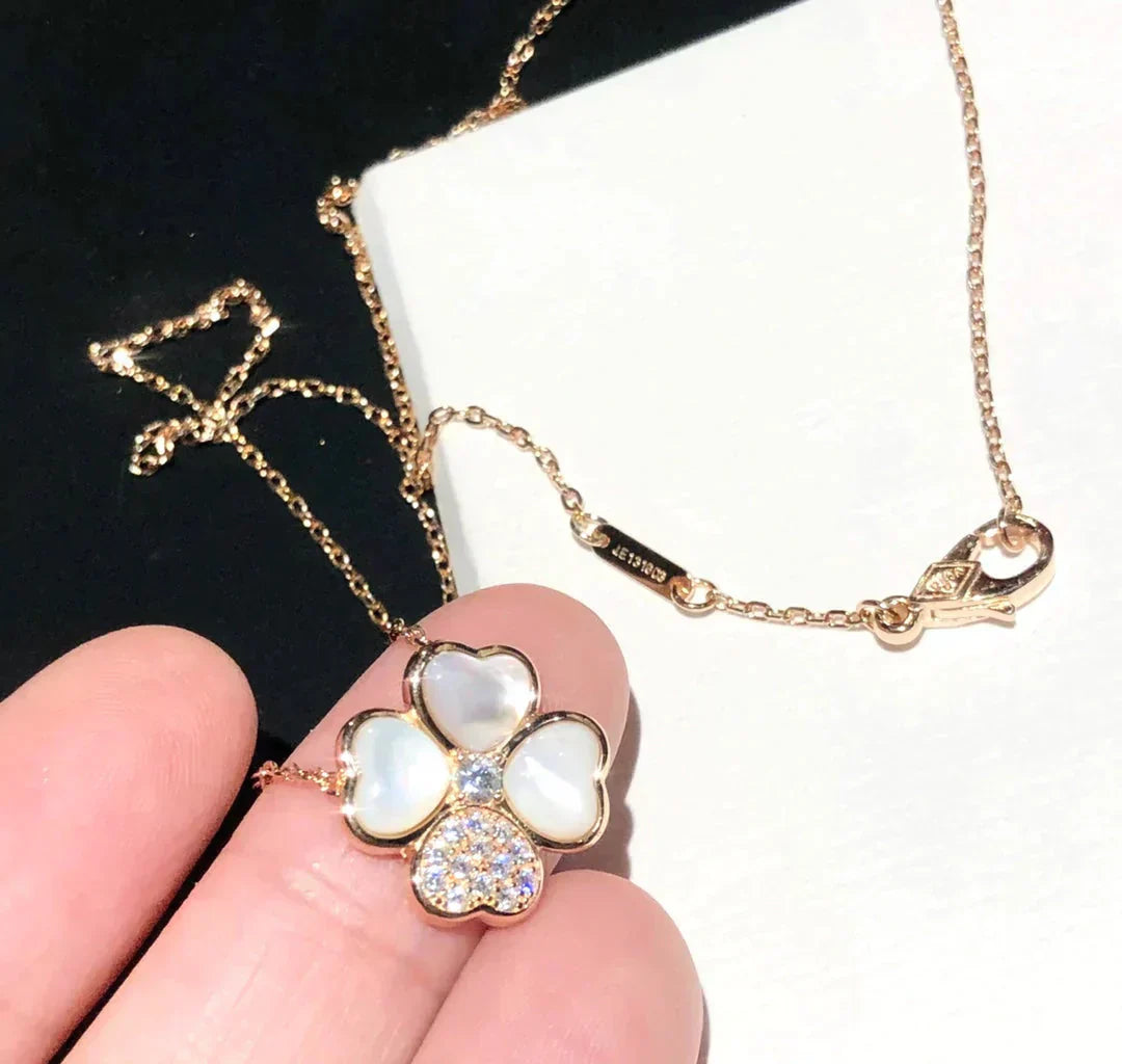 [ECHO ]CLOVER MOP DIAMOND ROSE GOLD NECKLACE