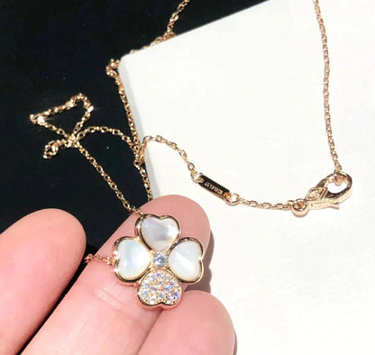 [ECHO ]CLOVER MOP DIAMOND ROSE GOLD NECKLACE