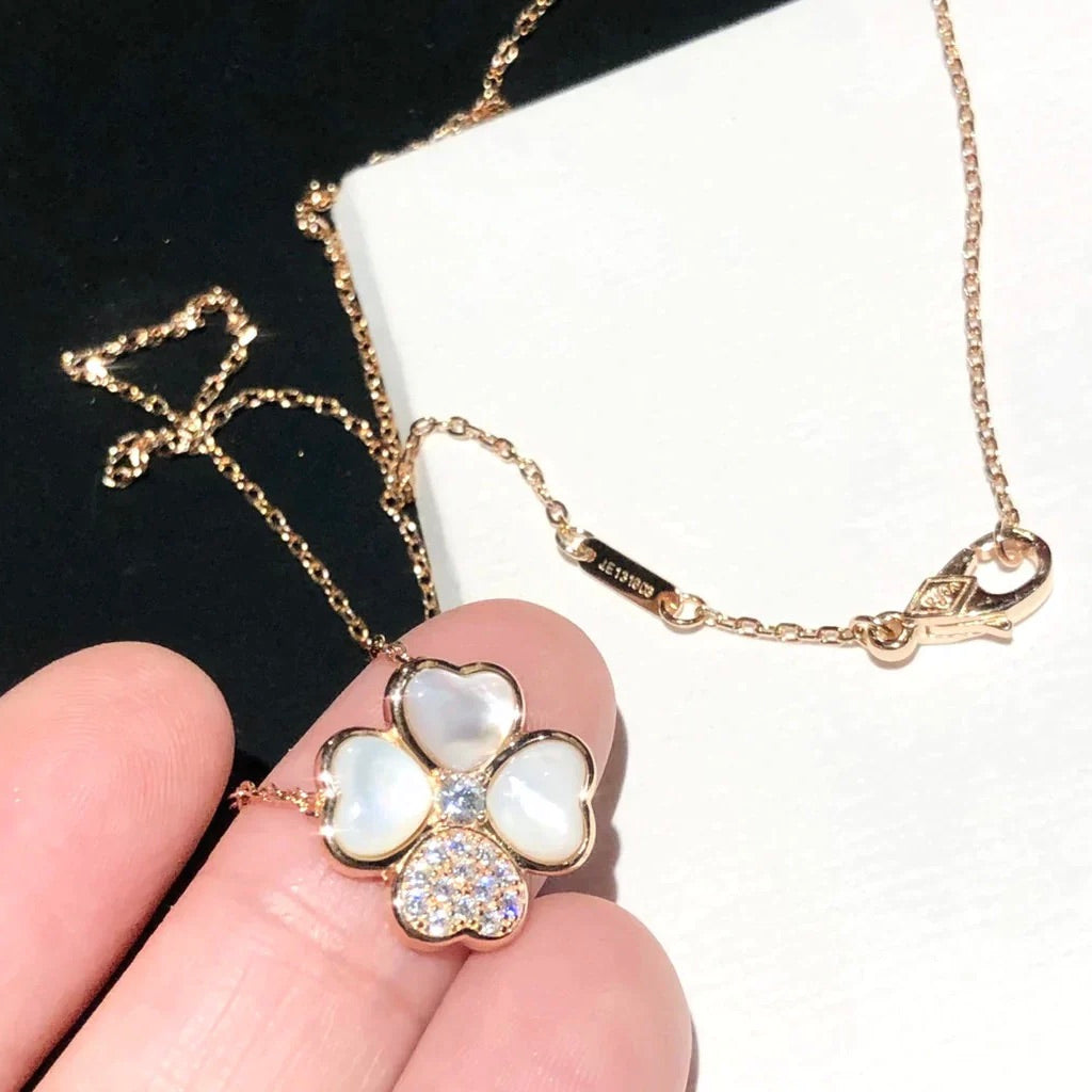 [ECHO ]CLOVER MOP DIAMOND ROSE GOLD NECKLACE