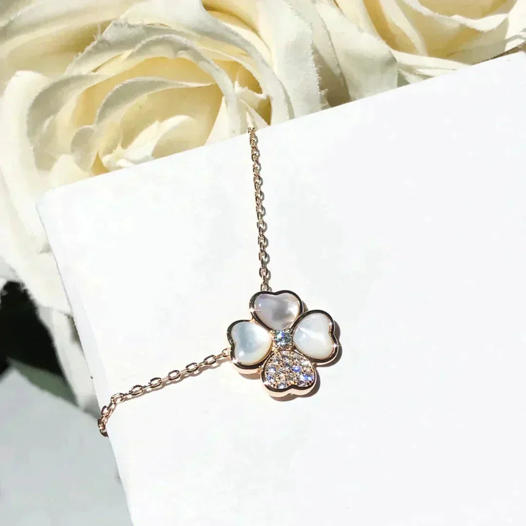 [ECHO ]CLOVER MOP DIAMOND ROSE GOLD NECKLACE