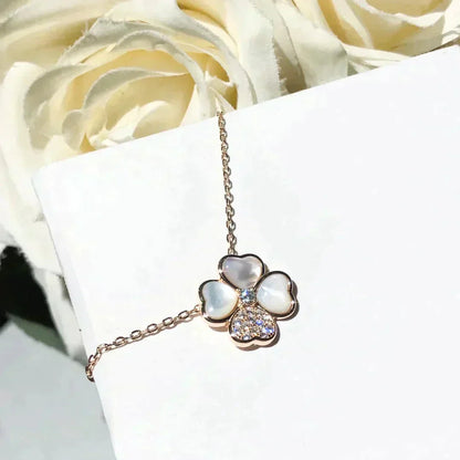 [ECHO ]CLOVER MOP DIAMOND ROSE GOLD NECKLACE