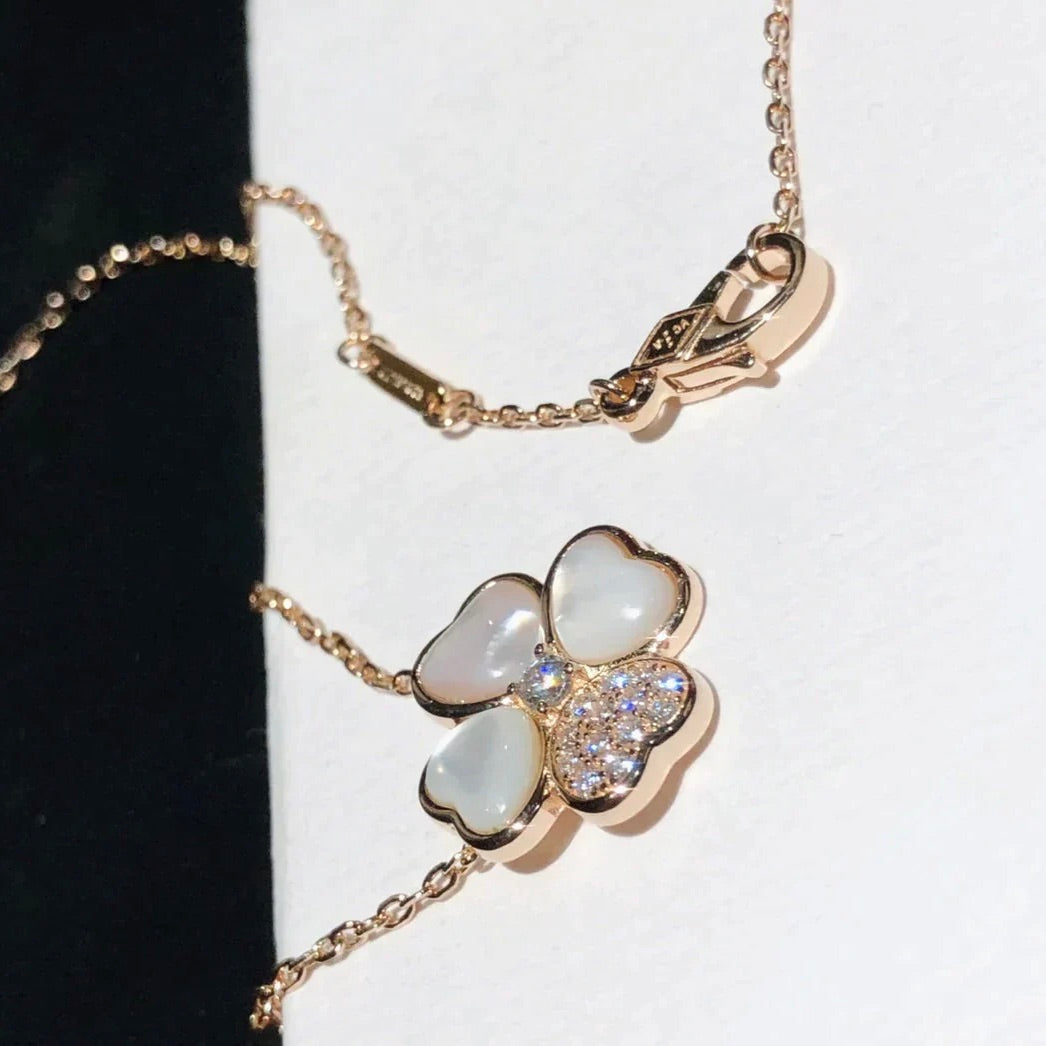 [ECHO ]CLOVER MOP DIAMOND ROSE GOLD NECKLACE