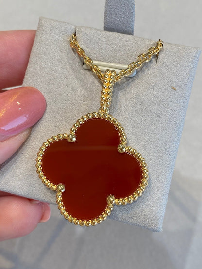 [ECHO ]CLOVER 25MM NECKLACE GOLD CARNELIAN