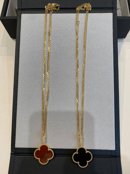 [ECHO ]CLOVER 25MM NECKLACE GOLD CARNELIAN