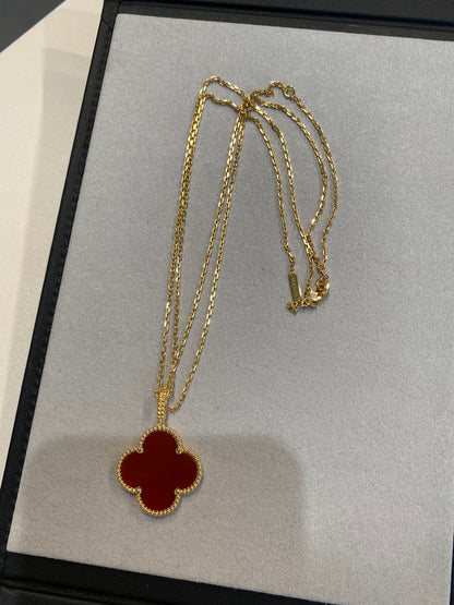 [ECHO ]CLOVER 25MM NECKLACE GOLD CARNELIAN