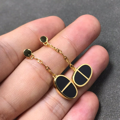[ECHO ]CHAINE VERSO BLACK CERAMIC SILVER EARRINGS