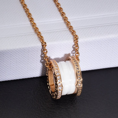 [ECHO ]ZERO 1 WHITE CERAMIC PINK GOLD DIAMOND NECKLACE