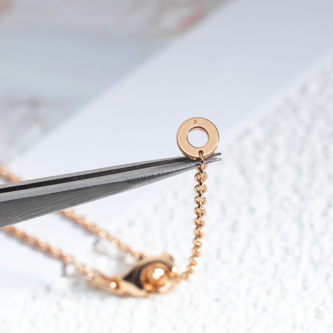 [ECHO ]ZERO 1 WHITE CERAMIC PINK GOLD DIAMOND NECKLACE