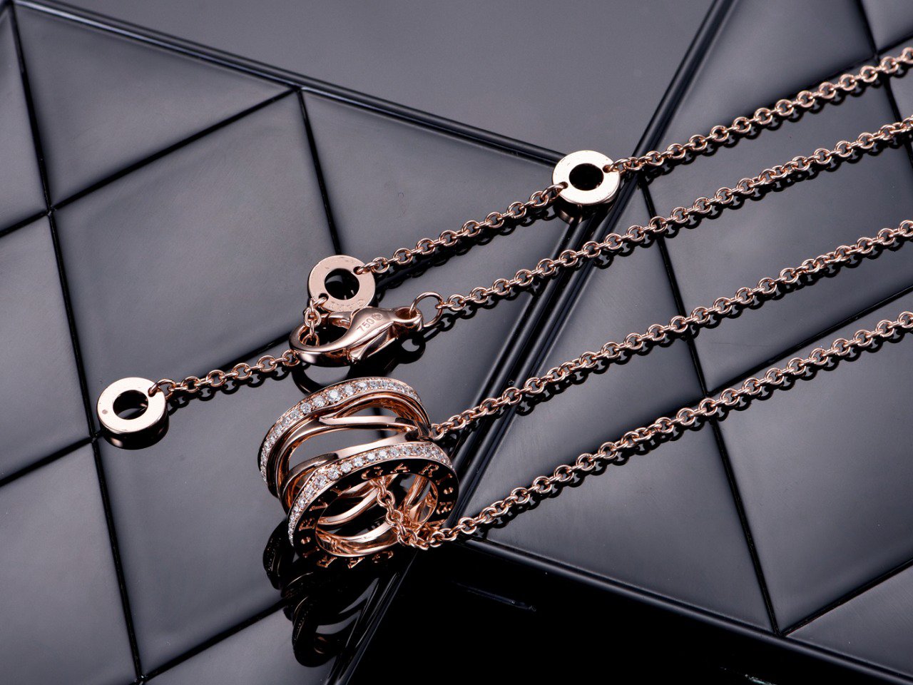 [ECHO ]ZERO 1 PINK GOLD DIAMOND OPEN NECKLACE
