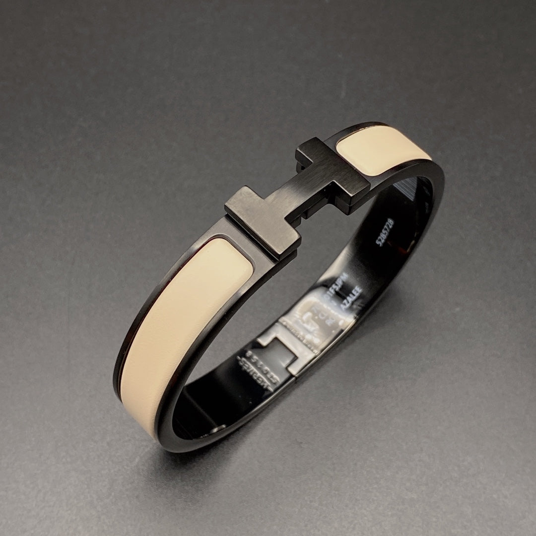 [ECHO ]H BRACELET 12MM BLACK BEIGE CERAMIC