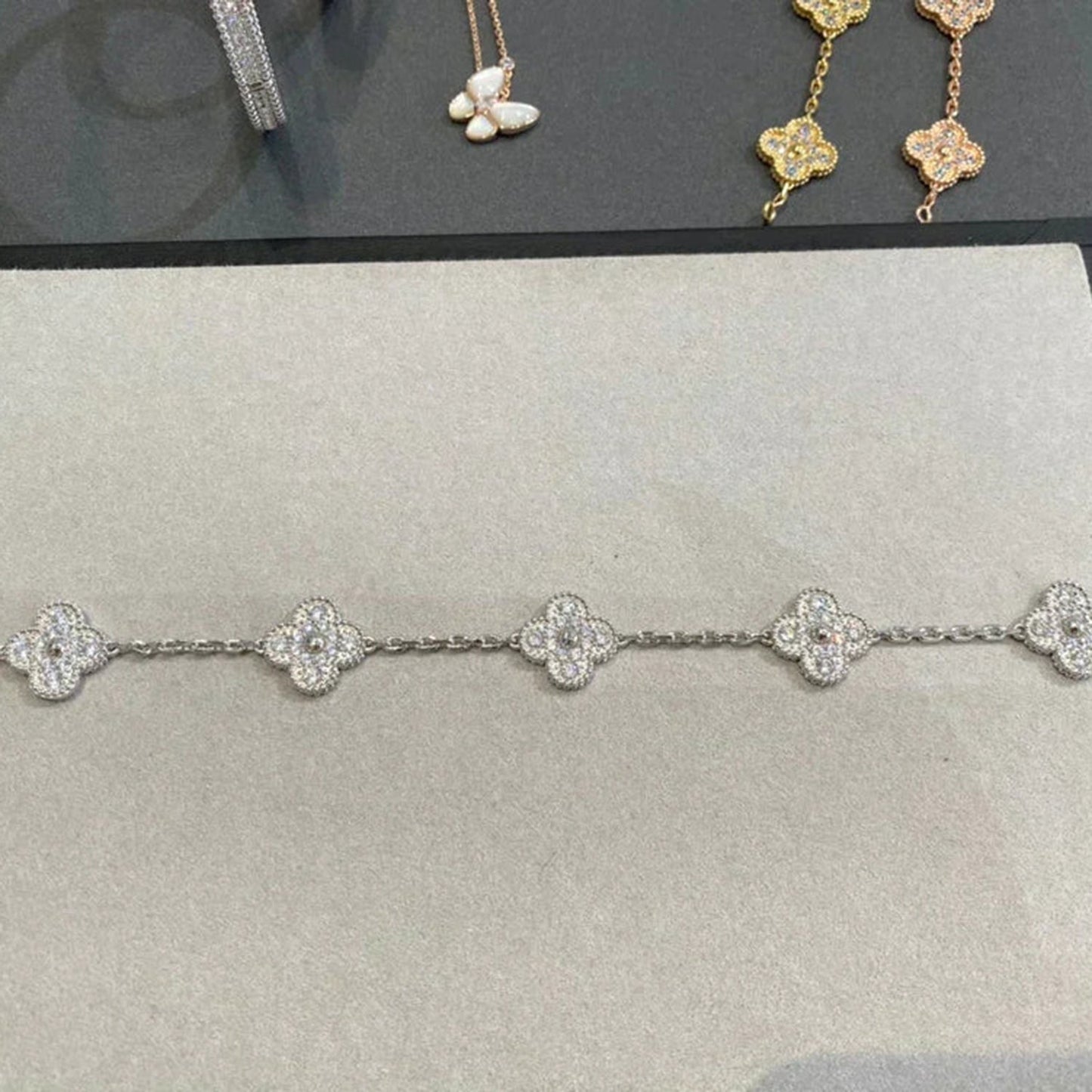 [ECHO ] CLOVER 5 MOTIF FULL DIAMOND BRACELET COLLECTION