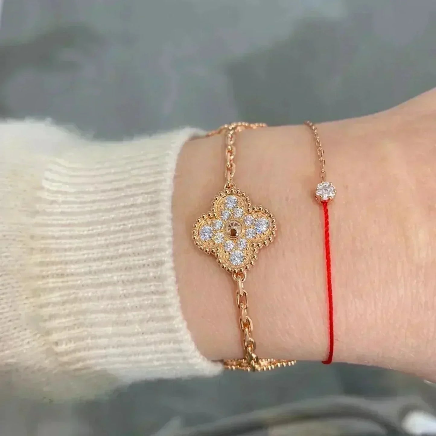[ECHO ]CLOVER 5 MOTIFS  FULL DIAMOND BRACELET