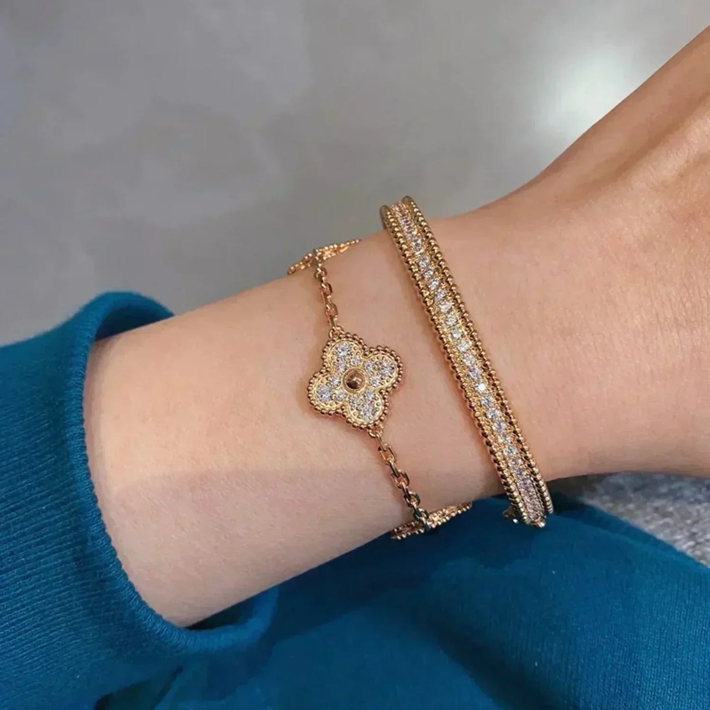 [ECHO ]CLOVER 5 MOTIFS  FULL DIAMOND BRACELET
