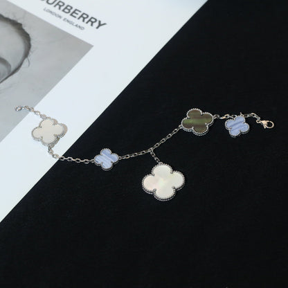 [ECHO ]CLOVER BRACELET 5 MOTIFS MOP CHALCEDONY SILVER