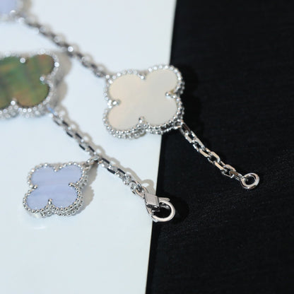 [ECHO ]CLOVER BRACELET 5 MOTIFS MOP CHALCEDONY SILVER