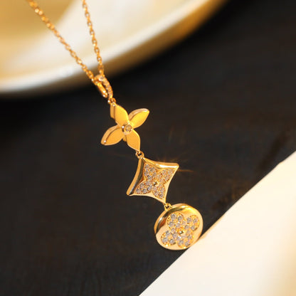 [ECHO ]STAR AND SUN DIAMOND PINK GOLD NECKLACE