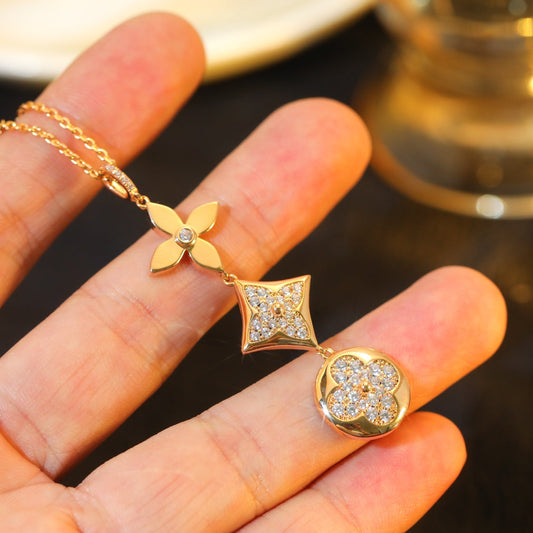 [ECHO ]STAR AND SUN DIAMOND PINK GOLD NECKLACE