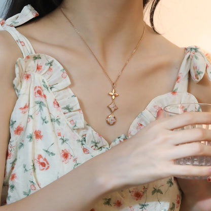 [ECHO ]STAR AND SUN DIAMOND PINK GOLD NECKLACE