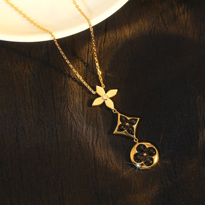 [ECHO ]STAR AND SUN ONYX PINK GOLD NECKLACE