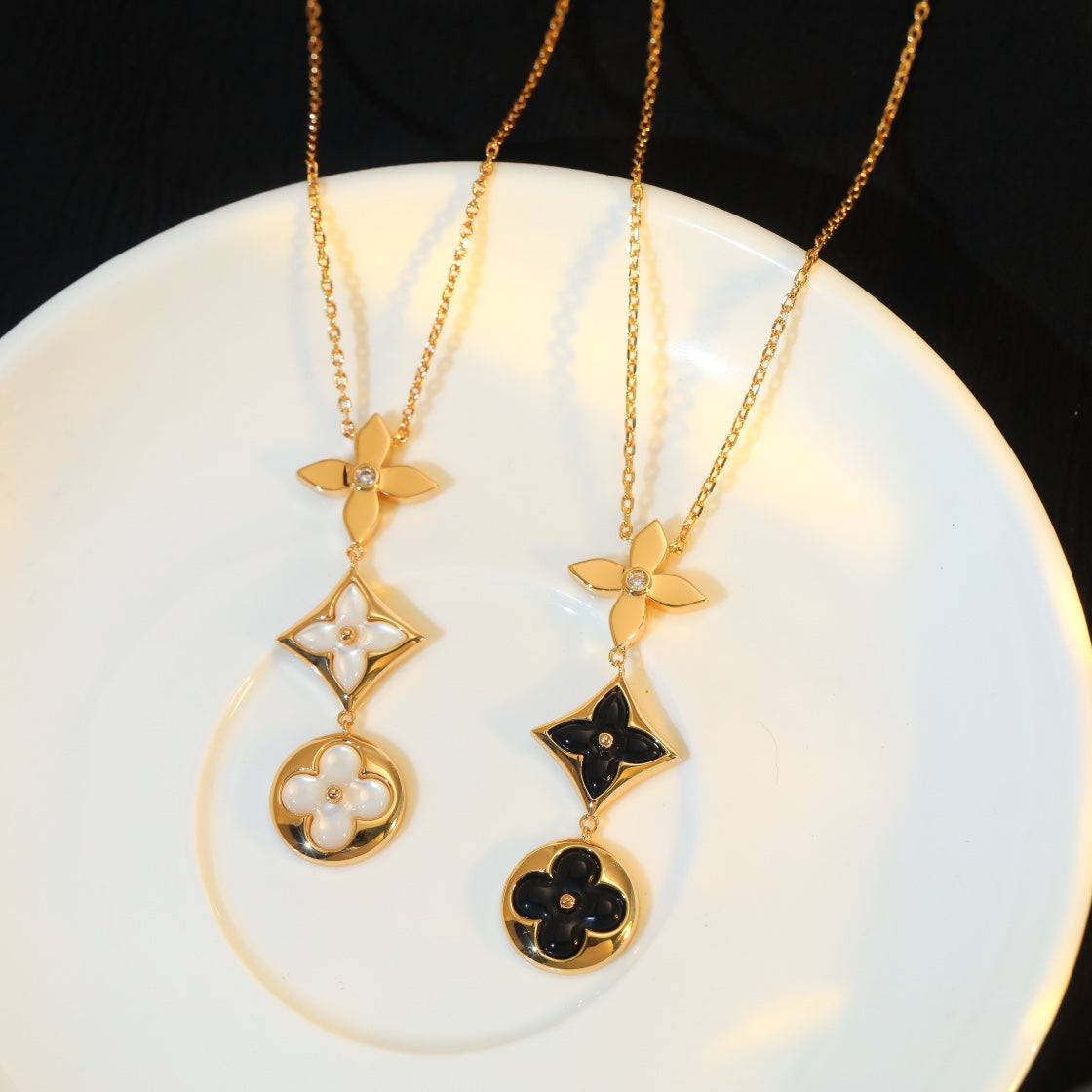 [ECHO ]STAR AND SUN ONYX PINK GOLD NECKLACE