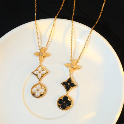 [ECHO ]STAR AND SUN ONYX PINK GOLD NECKLACE