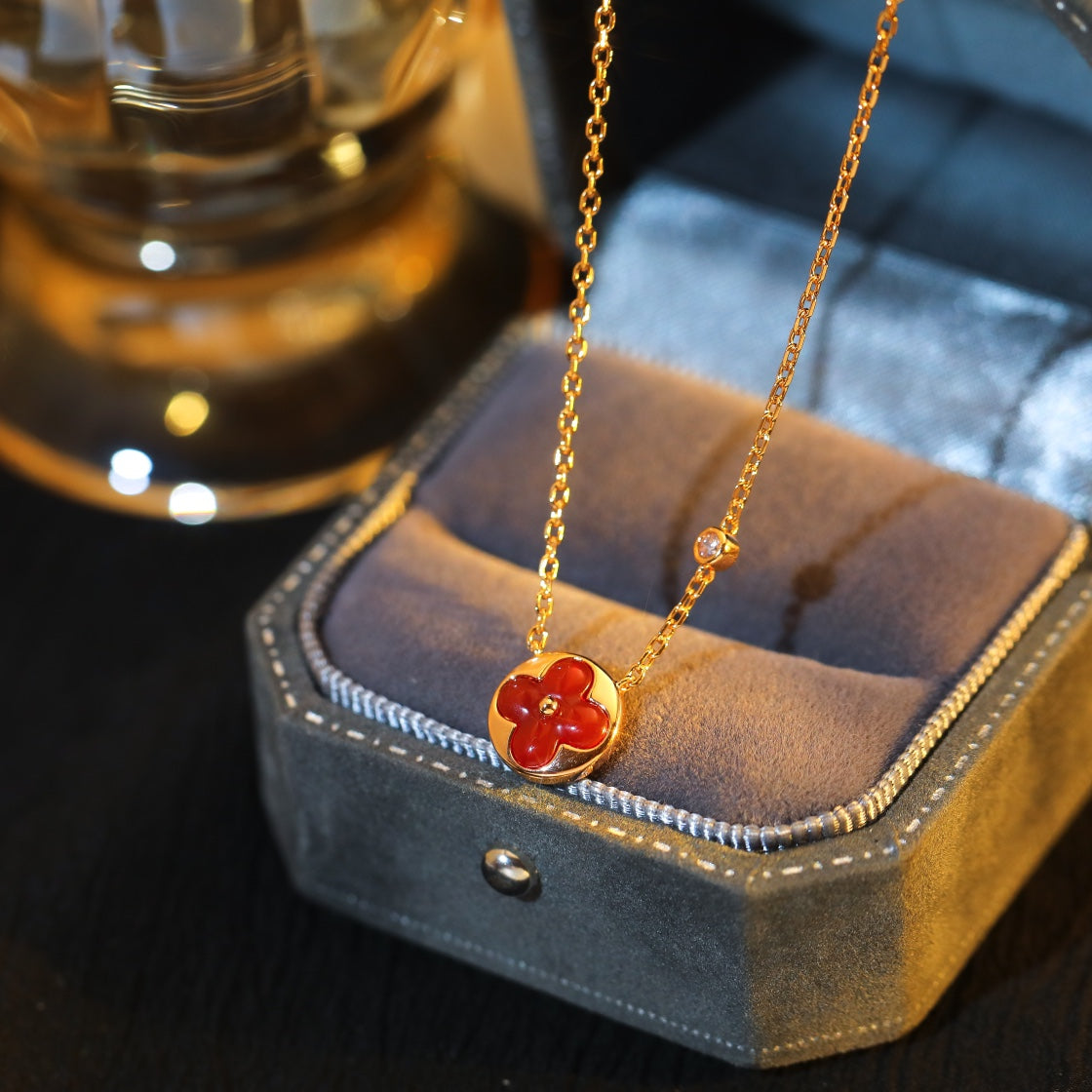[ECHO ]SUN PEDANT PINK GOLD 1 DIAMOND NECKLACE