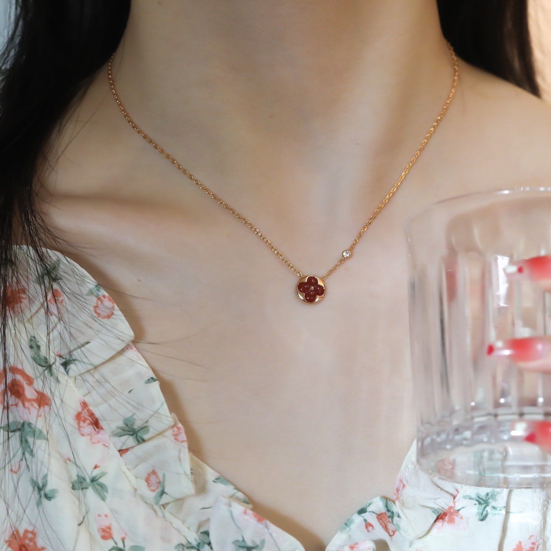 [ECHO ]SUN PEDANT PINK GOLD 1 DIAMOND NECKLACE