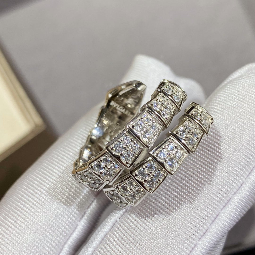 [ECHO ]SERPENTI DOUBLE RING SILVER DIAMOND PAVED