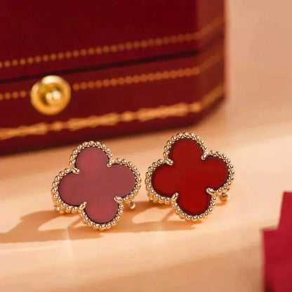[ECHO ]CLOVER MEDIUM 1 MOTIFS CARNELIAN  EARRINGS