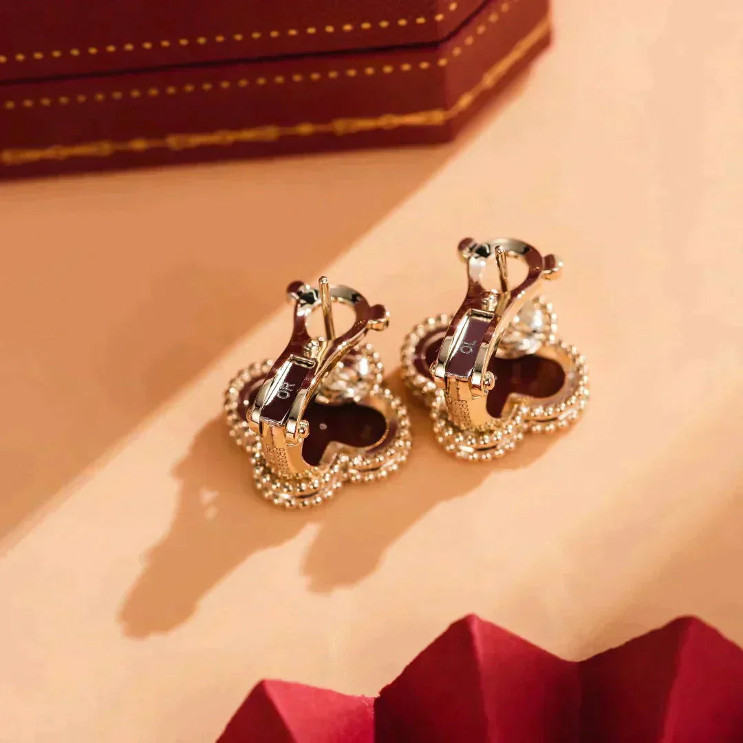 [ECHO ]CLOVER MEDIUM 1 MOTIFS CARNELIAN  EARRINGS