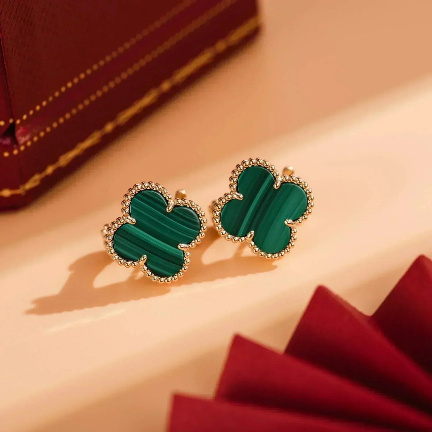 [ECHO ]CLOVER MEDIUM 1 MOTIFS MALACHITE  EARRINGS