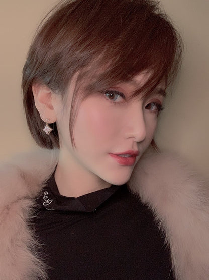 [ECHO ]DOUBLE STAR PINK GOLD MOP DROP EARRINGS
