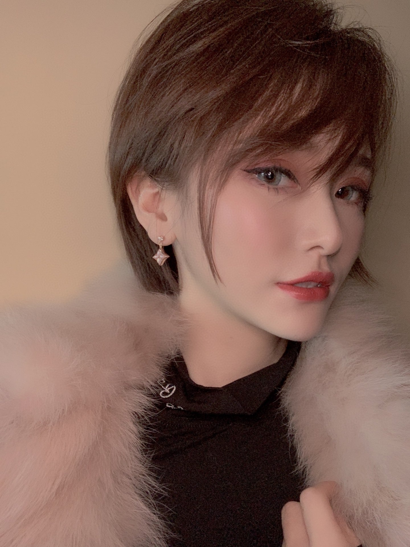 [ECHO ]DOUBLE STAR PINK GOLD MOP DROP EARRINGS