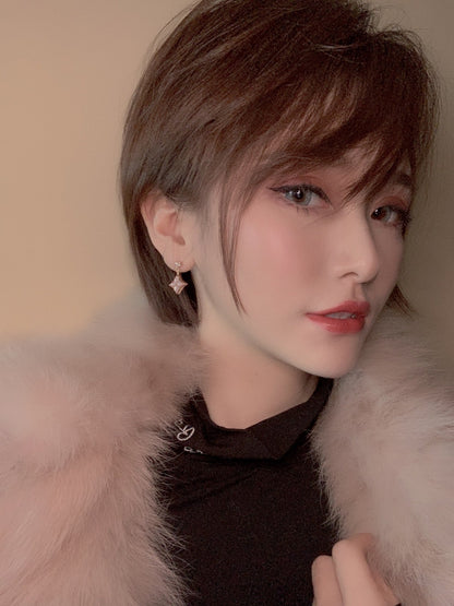 [ECHO ]DOUBLE STAR PINK GOLD MOP DROP EARRINGS
