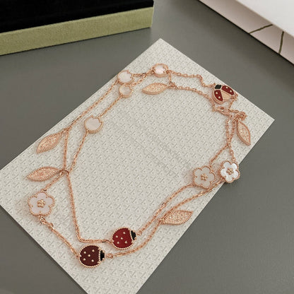 [ECHO ]LUCKY SPRING 15 MOTIFS ROSE GOLD NECKLACE
