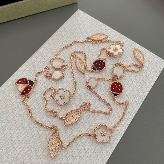 [ECHO ]LUCKY SPRING 15 MOTIFS ROSE GOLD NECKLACE
