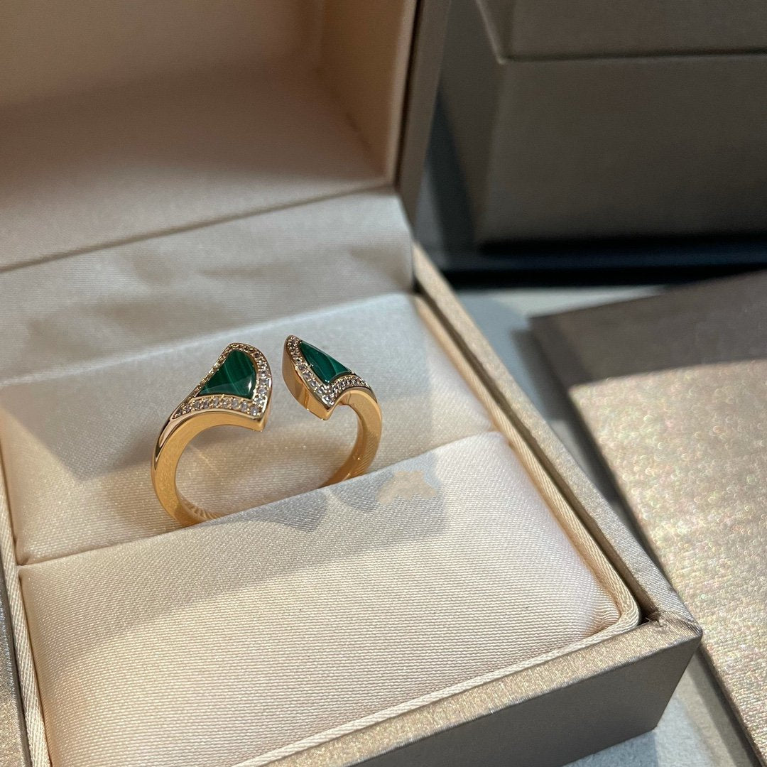 [ECHO ]DREAM MALACHITE DIAMOND OPEN RING