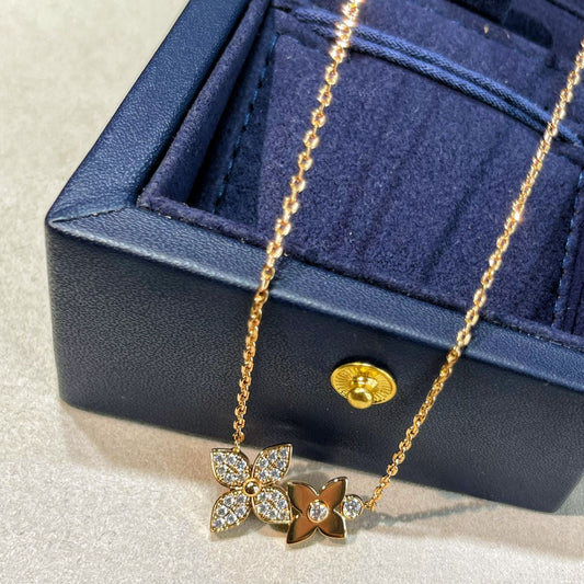 [ECHO ]STAR BLOSSOM NECKLACE PINK GOLD DIAMONDS