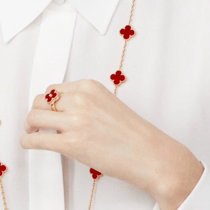 [ECHO ]CLOVER CARNELIAN RING ROSE GOLD DIAMOND
