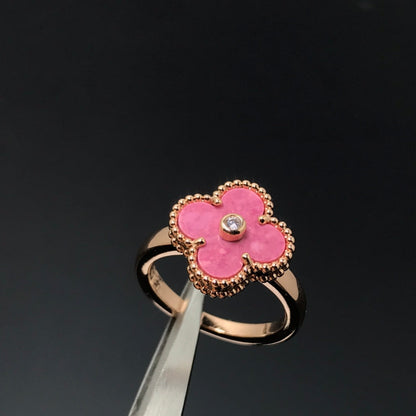 [ECHO ]CLOVER RHODONITE ROSE GOLD RING