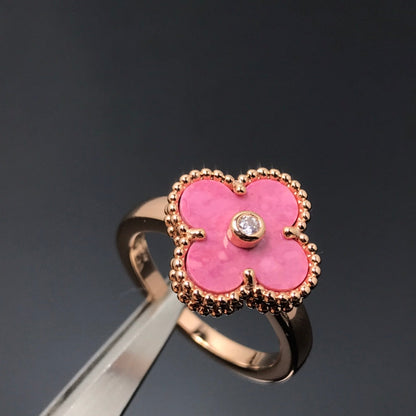 [ECHO ]CLOVER RHODONITE ROSE GOLD RING