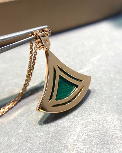 [ECHO ]DREAM MALACHITE DIAMOND PAVED PINK GOLD NECKLACE