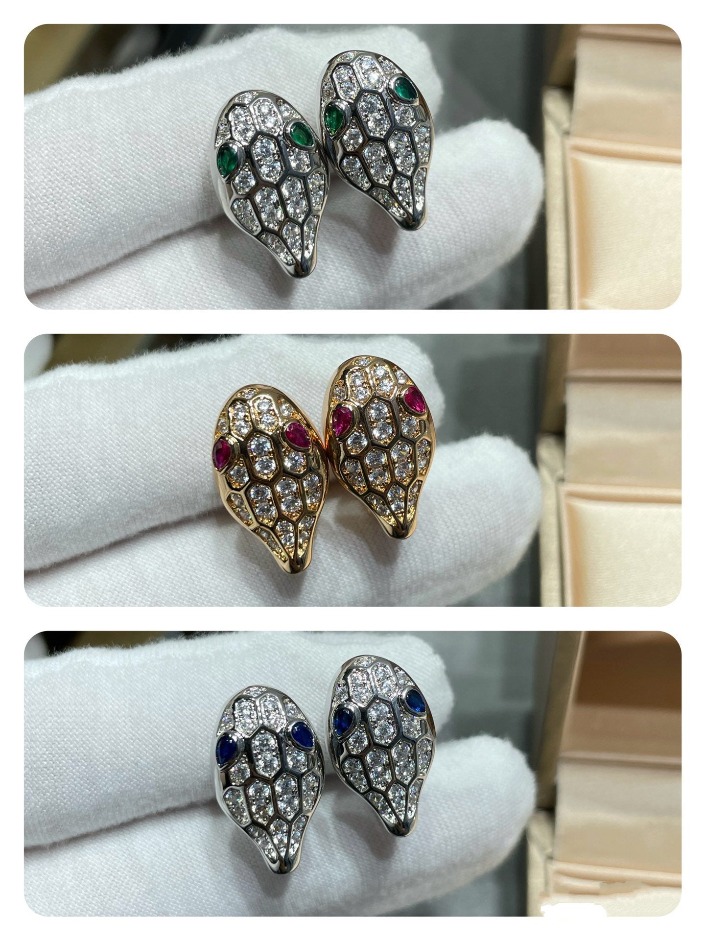 [ECHO ]SERPENT DIAMOND STUD EARRINGS