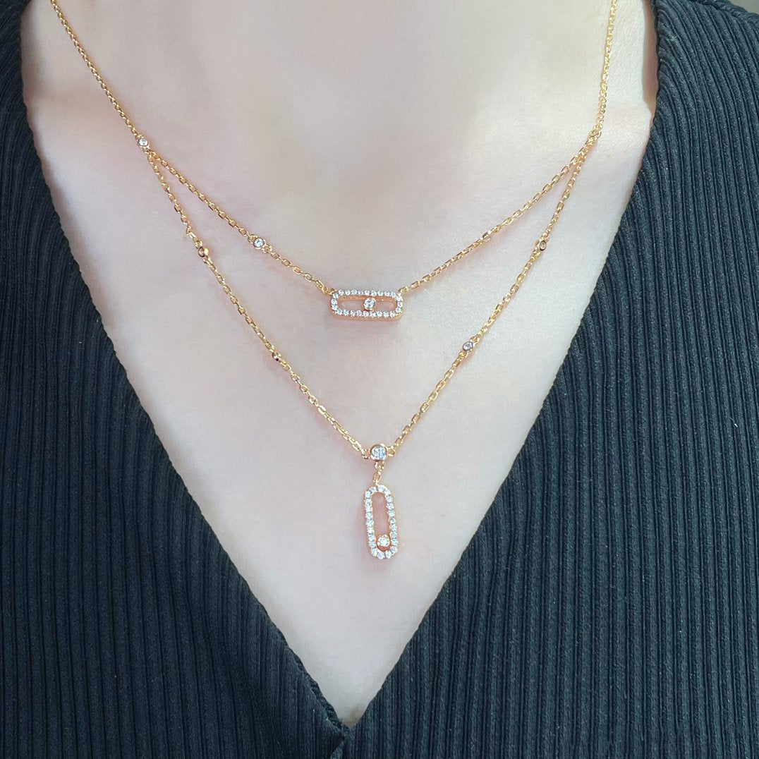 [ECHO]MOVE 2 ROW DIAMOND NECKLACE