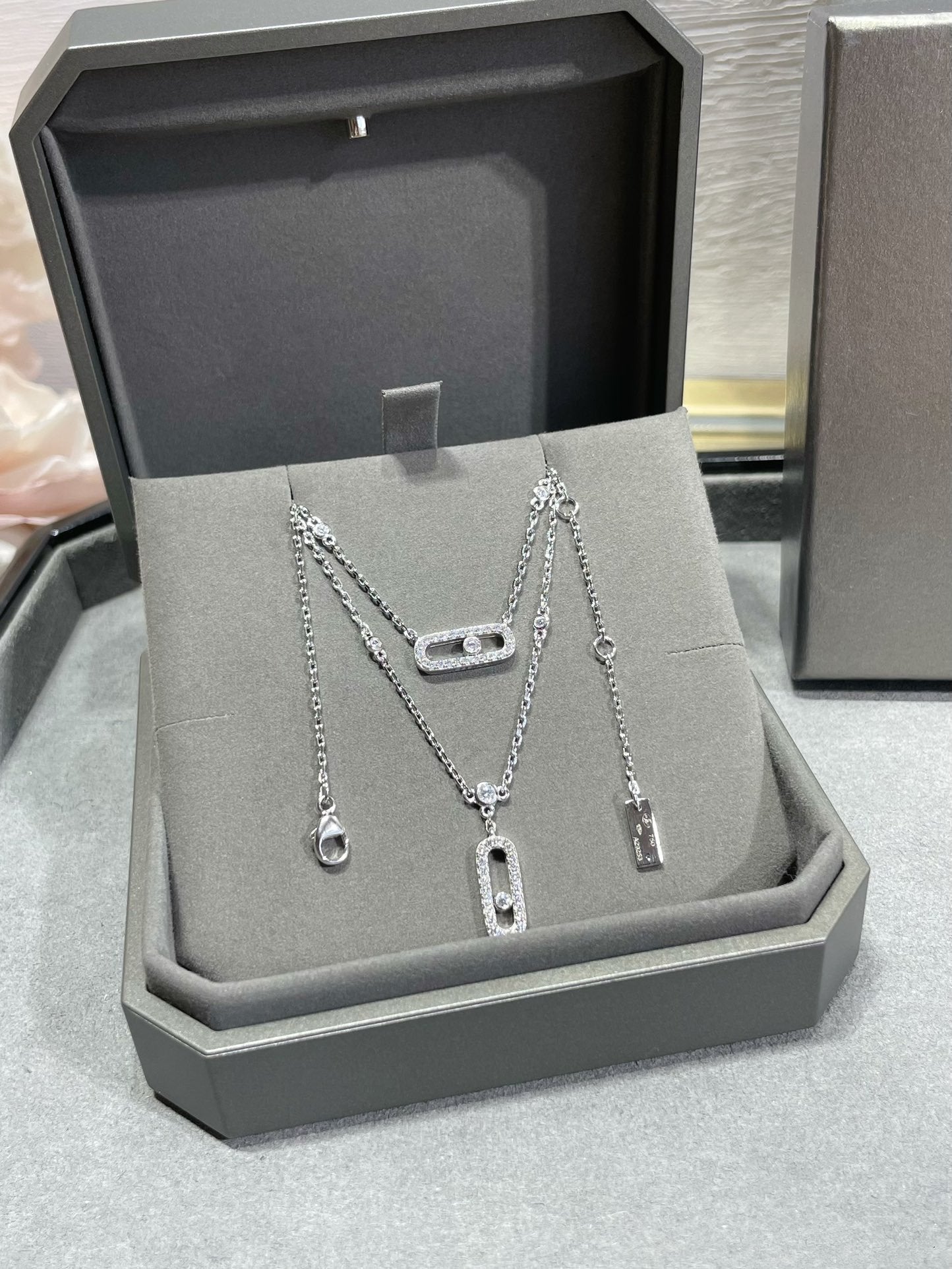 [ECHO]MOVE 2 ROW DIAMOND NECKLACE