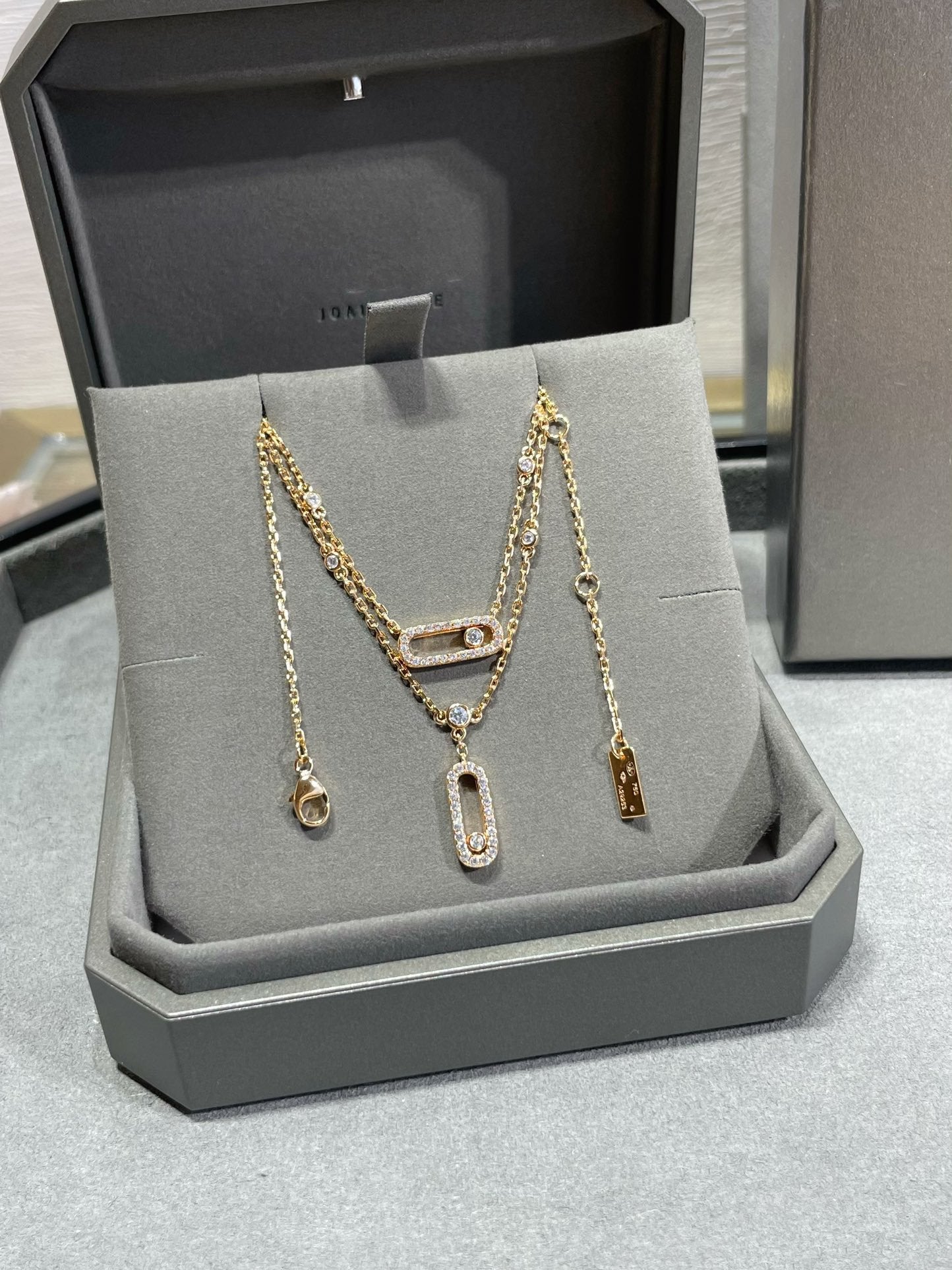 [ECHO]MOVE 2 ROW DIAMOND NECKLACE