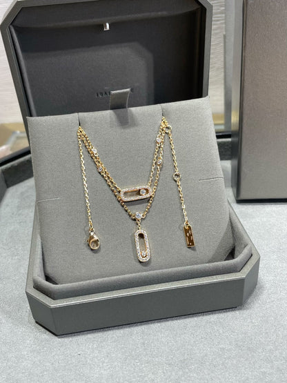 [ECHO]MOVE 2 ROW DIAMOND NECKLACE