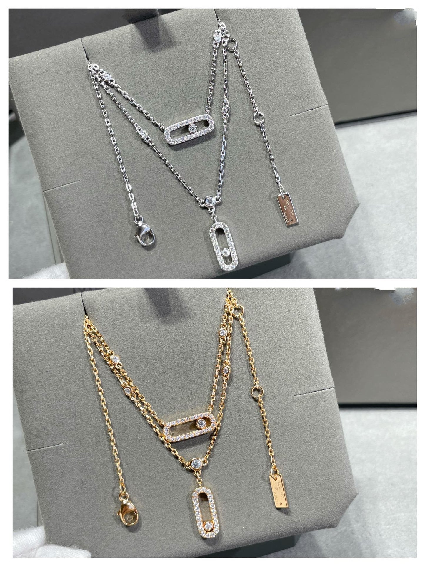 [ECHO]MOVE 2 ROW DIAMOND NECKLACE