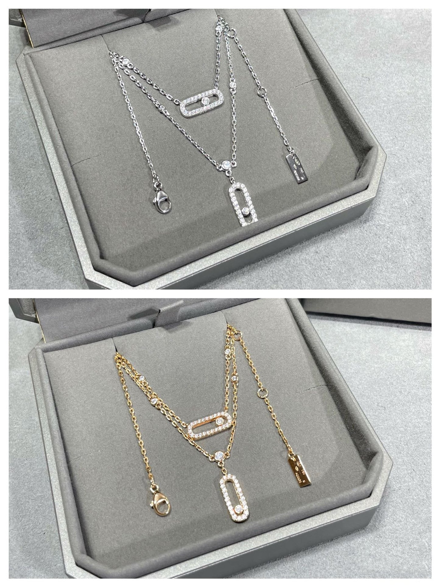 [ECHO]MOVE 2 ROW DIAMOND NECKLACE